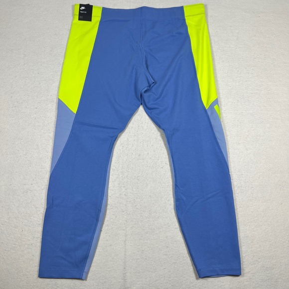 Nike Sportswear Colorblock Leg-A-See Leggings Womens L Blue Neon Green NWT - Picture 8 of 10